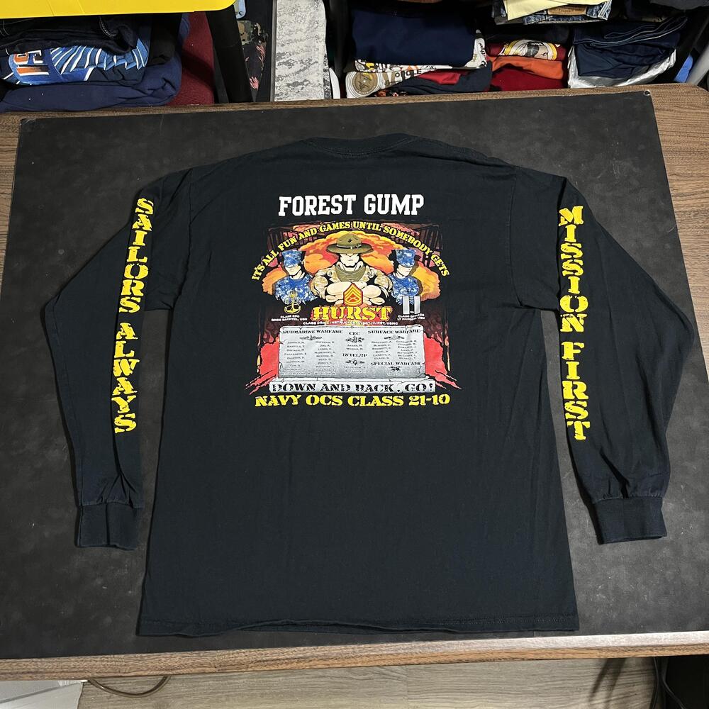 Forrest Gump Navy OCS USMC USMA Marines Shirt Men Academy Black Long Sleeve Tee